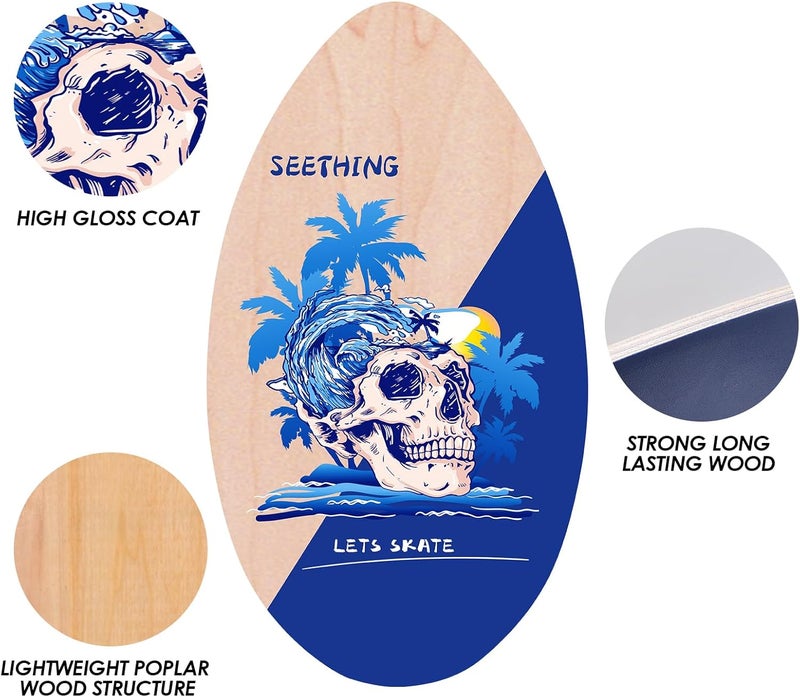 Seething 35 Inch Skimboard with High Gloss Coat Wood Skim Board for Beginners,Kids, Teenagers, Adults and All Skimming - Image 3